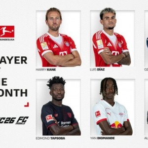 德甲2月最佳球员候选：凯恩、路易斯·迪亚斯、扬·迪奥曼德在列